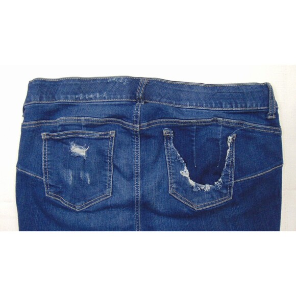Torrid Bombshell Skinny Jeans Womens Size 16R Dark Wash Denim Distressed Blue - Picture 9 of 10